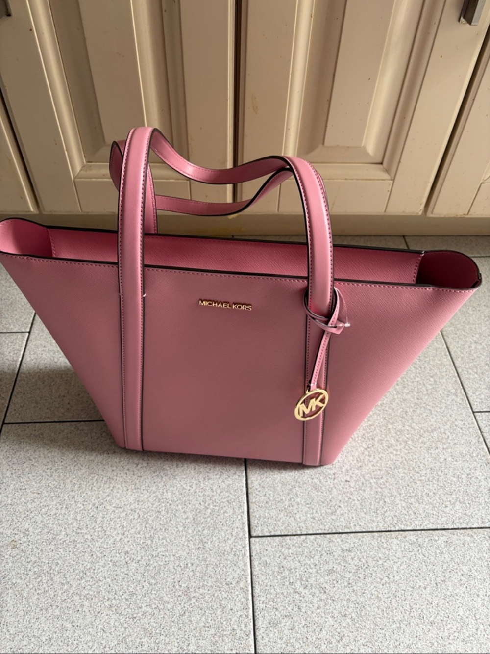 Michael Kors Carnation Pink Tote with Gold MK Charm
